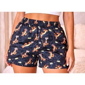 Vintage Y2K Disney Store Tigger 100% Silk Shorts Womens S 90s Lounge Cute Kawaii